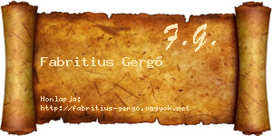 Fabritius Gergő névjegykártya