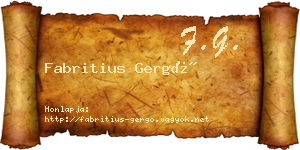 Fabritius Gergő névjegykártya